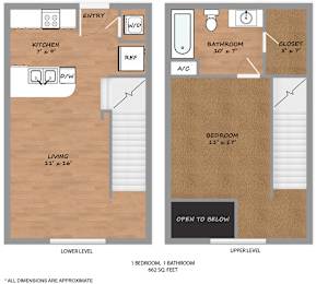 1 bed, 1 bath, 662 sqft, $1,095