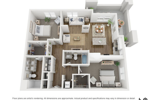 2 beds, 2 baths, 1,293 sqft, $1,961