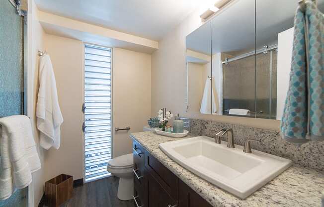 Waikiki Walina Apartments bathroom sink, vanity, and toilet