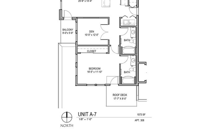 1 bed, 2 baths, 1,073 sqft, $2,729, Unit 308 [Furnished]