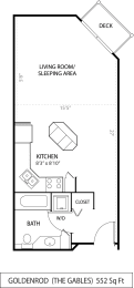 Studio, 1 bath, 522 sqft, $1,345