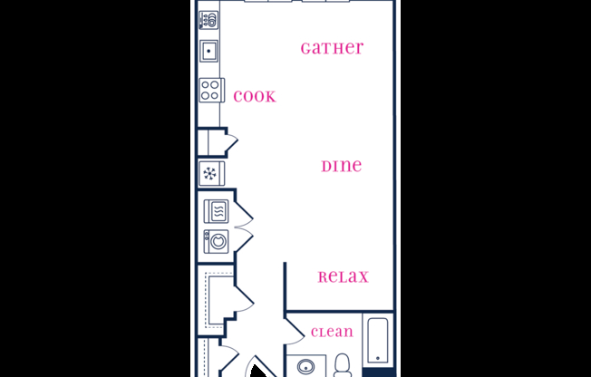 Studio, 1 bath, 612 sqft, $1,214