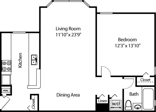 1 bed, 1 bath, 700 sqft, $2,063, Unit 105