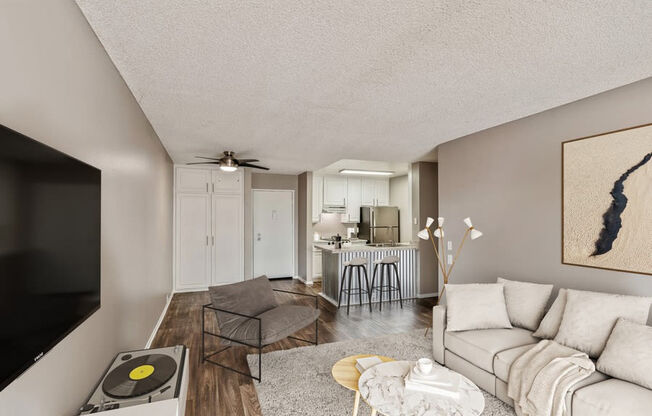 Model living room and kitchen