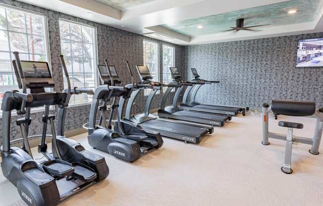 fitness center with treadmills at Bayswater Apartments, Burlingame, 94010