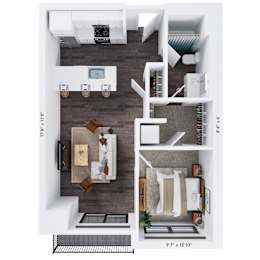 1 bed, 1 bath, 715 sqft, $1,491