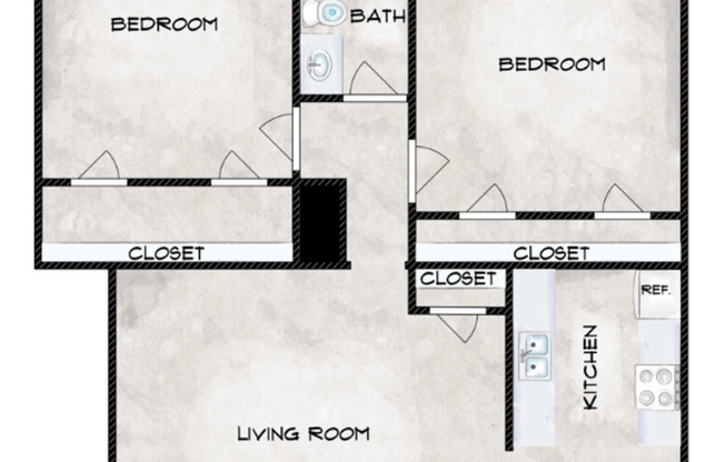 2 beds, 1 bath, 860 sqft, $1,199, Unit 167