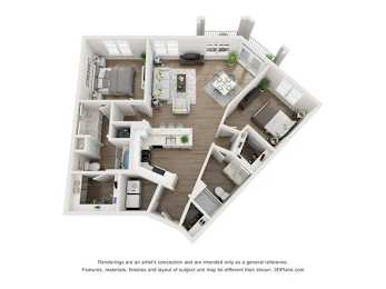 2 beds, 2 baths, 1,139 sqft, $1,707