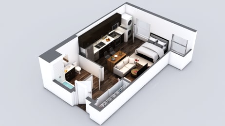 Studio, 1 bath, 496 sqft, $2,320