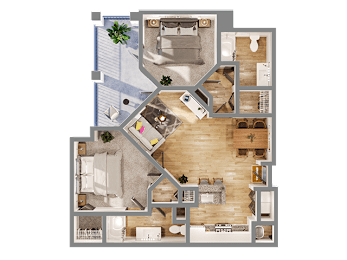 2 beds, 2 baths, 1,387 sqft, $1,513