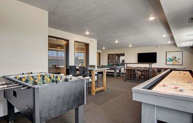our apartments have a game room with a foosball and ping pong table