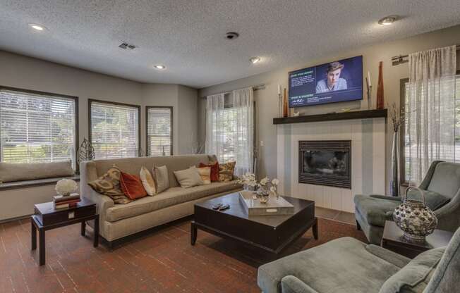 Indoor Fireplace in Living Rooms  at Cedar Crest, Beaverton