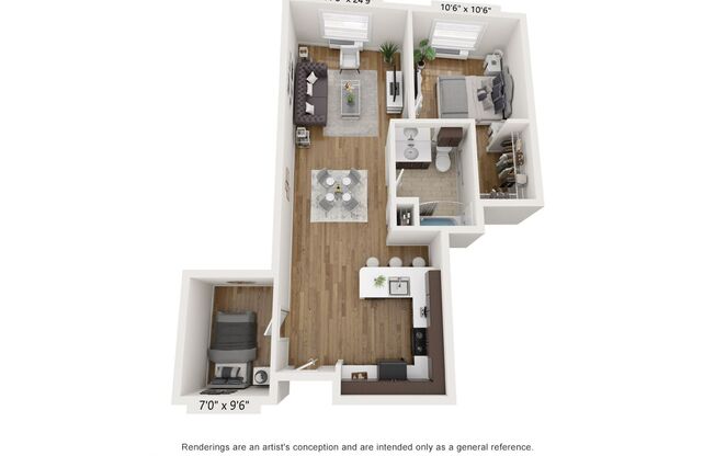 1 bed, 1 bath, 799 sqft, $2,600, Unit 306