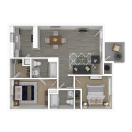 2 Bedroom, 2 Bathroom Floor Plan at Monte Bello Apartments, California, 95826