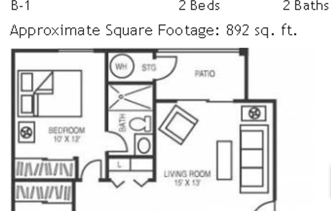 2 beds, 2 baths, 892 sqft, $1,409, Unit 116