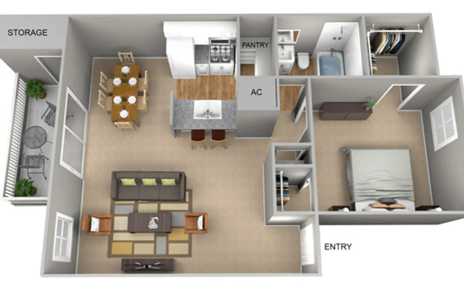 1 bed, 1 bath, 754 sqft, $899