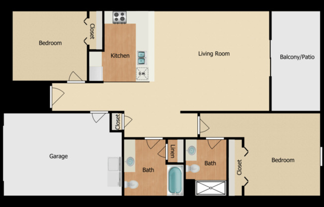 2 beds, 2 baths, 1,450 sqft, $1,638