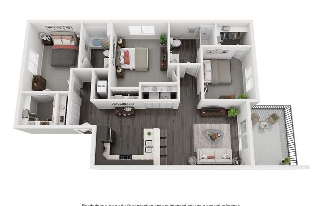 3 beds, 2 baths, 1,265 sqft, $1,670, Unit 4017-130