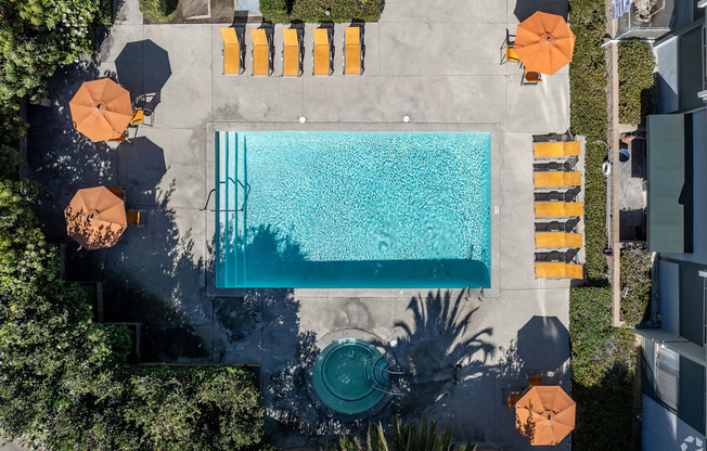a birds eye view of the pool at the grove resort  spa