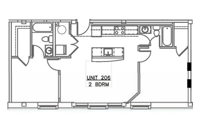 2 beds, 2 baths, 836 sqft, $1,920, Unit Apt #206