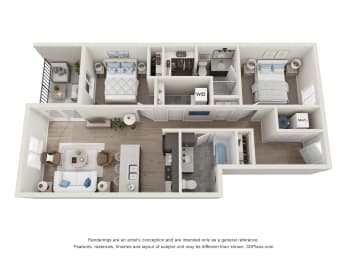 2 beds, 2 baths, 903 sqft, $1,389