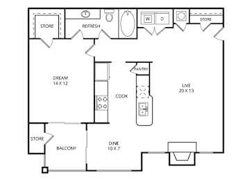 1 bed, 1 bath, 796 sqft, $1,249