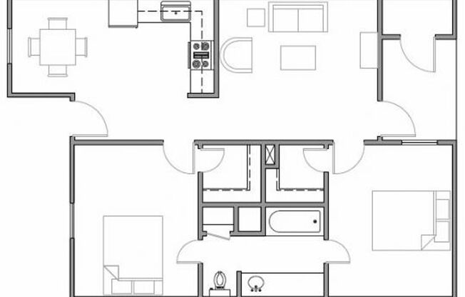 2 beds, 1 bath, 830 sqft, $950, Unit W-1710