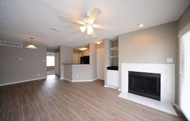 The Trellis at Lake Highlands living area with fireplace