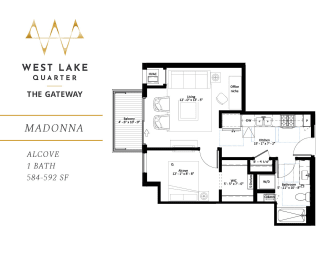 Studio, 1 bath, 592 sqft, $1,595