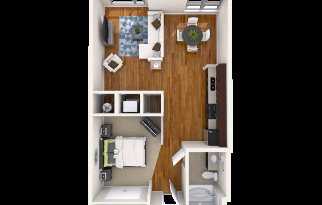 Studio, 1 bath, 675 sqft, $1,559