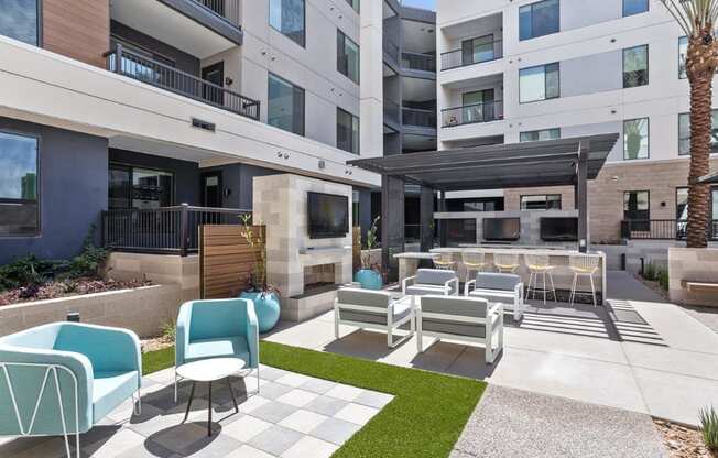 Trovita Rio Apartments in Tempe, Arizona Patio with Seating and BBQ's