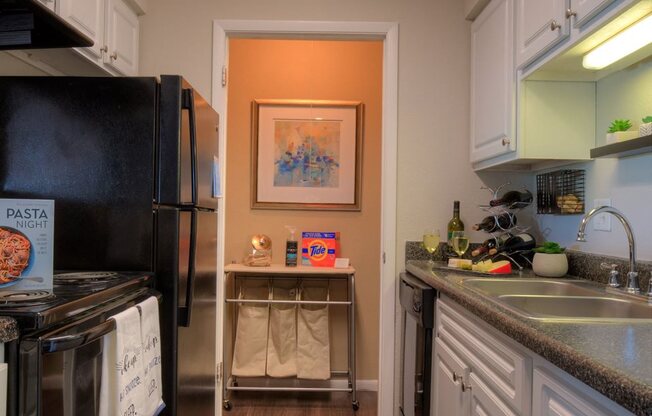 Every kitchen provides plenty of above and below cabinet storage.
