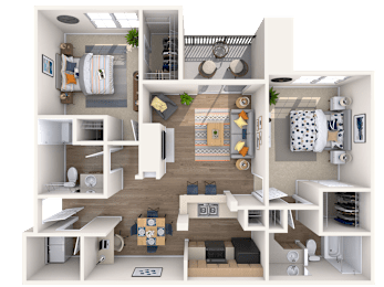 2 beds, 2 baths, 1,057 sqft, $1,250