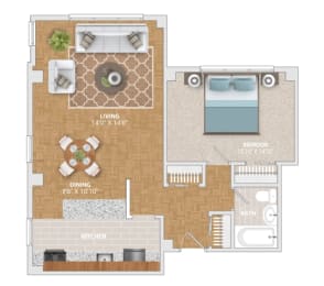 1 bed, 1 bath, 700 sqft, $1,687