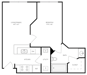 1 bed, 1 bath, 536 sqft, $1,459