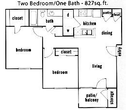2 beds, 1 bath, 827 sqft, $1,530