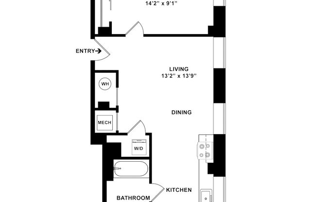 1 bed, 1 bath, 552 sqft, $2,145, Unit H-G14