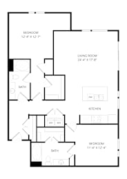 2 beds, 2 baths, 1,309 sqft, $2,175