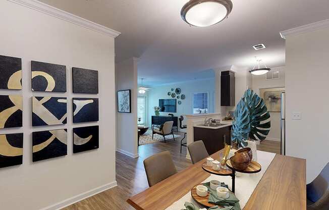 Dining room open to living room