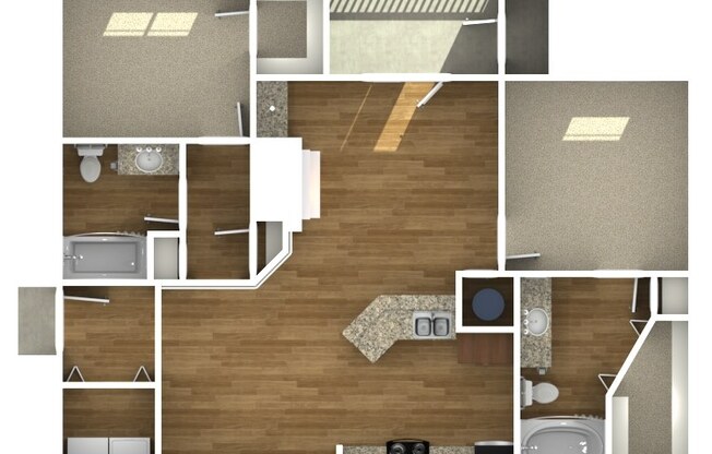 2 beds, 2 baths, 1,004 sqft, $1,400