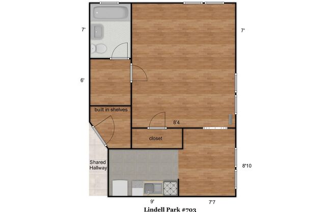 Studio, 1 bath, 400 sqft, $850, Unit 703