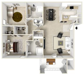 2 beds, 2 baths, 1,186 sqft, $1,505