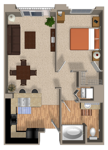 1 bed, 1 bath, 646 sqft, $2,617