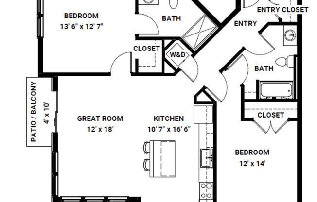 2 beds, 2 baths, 1,105 sqft, $1,995, Unit 122
