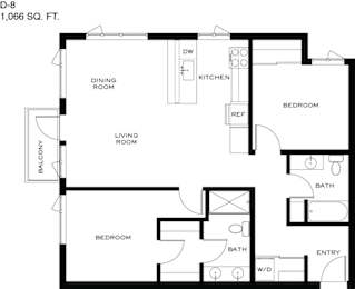 2 beds, 2 baths, 1,064 sqft, $2,395