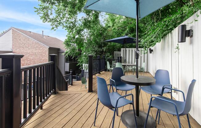 a chair sitting in front of a building