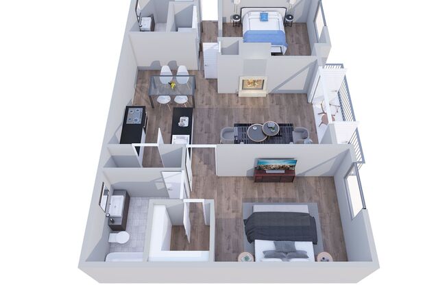 2 beds, 2 baths, 1,025 sqft, $1,295