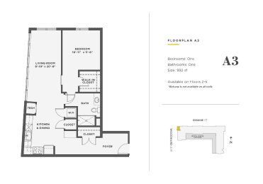 1 bed, 1 bath, 992 sqft, $2,300