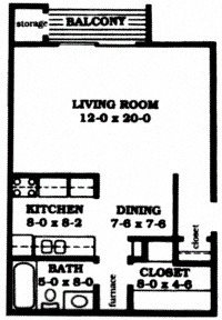 Studio, 1 bath, 540 sqft, $840