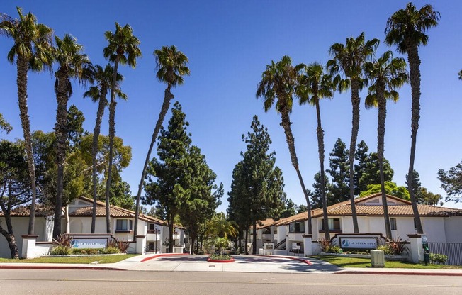 a street with houses and palm trees at La Jolla Blue, San Diego, 92122